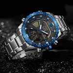NAVIFORCE NF9136 Stainless Steel Dual Time Men's Watch – Dial Color: Blue, Strap Color: Silver – Thumbnail 4