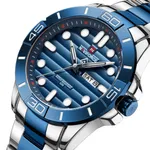 NAVIFORCE 9198 Casual Sport Luxury Steel Men's Watch – Dial Color: Blue, Strap Color: Silver – Thumbnail 2
