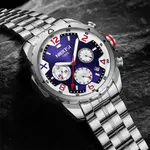 Nibosi 2538 Elegant Stainless Steel Analog Men's Watch – Dial Color: Maroon, Strap Color: Silver – Thumbnail 3