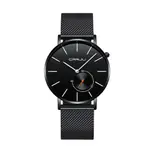 CRRJU 2220 Comfortable Mesh Stainless Steel Ultra Slim Modern Fashion Men's Watch – Dial Color: Black, Strap Color: Black – Thumbnail 1