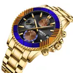Nibosi 2553 Luxury Stainless Steel & Chronograph Men's Watch – Dial Color: Black Gold, Strap Color: Gold – Thumbnail 2