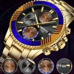 Nibosi 2553 Luxury Stainless Steel & Chronograph Men's Watch – Dial Color: Black Gold, Strap Color: Gold – Thumbnail 4