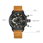 NAVIFORCE NF9068L Fashion Big Dial Multi-Function Waterproof Quartz Luxury Sports Men’s Watch – Dial Color: Orange, Strap Color:  Brown  – Thumbnail 3