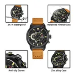 NAVIFORCE NF9068L Fashion Big Dial Multi-Function Waterproof Quartz Luxury Sports Men’s Watch – Dial Color: Orange, Strap Color:  Brown  – Thumbnail 4
