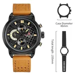 NAVIFORCE NF9068L Fashion Big Dial Multi-Function Waterproof Quartz Luxury Sports Men’s Watch – Dial Color: Orange, Strap Color:  Brown  – Thumbnail 5