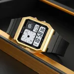 Skmei 2347 Luxury Personalised Digital Men's Watch – Dial Color: Gold, Strap Color: Black – Thumbnail 3