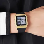 Skmei 2347 Luxury Personalised Digital Men's Watch – Dial Color: Gold, Strap Color: Black – Thumbnail 4