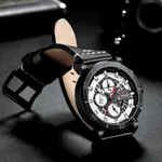 Naviforce NF9131 Analog Sports Leather Quartz Men's Watch – Dial Color: White, Strap Color: Black – Thumbnail 3