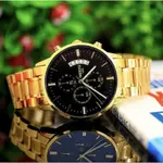 Nibosi 2309 Stainless Steel Multifunctional Classical Men's Watch – Dial Color: Black, Strap Color: Gold – Thumbnail 4