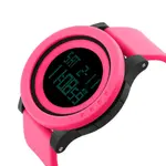 SKMEI 1142 Digital Multifunctional PU Leather Sporty Men's Watch – Dial Color: Black, Strap Color: Pink – Thumbnail 2