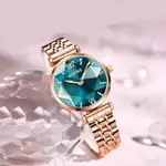 OLEVS 6642 Prisma Rose Gold Luxury Diamond Women’s Quartz Analog Watch – Dial Color: Green, Strap Color: Rose Gold – Thumbnail 4
