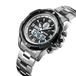 Skmei 1499 Stainless Steel Digital Display Men's Watch – Dial Color: Black, Strap Color: Silver – Thumbnail 2