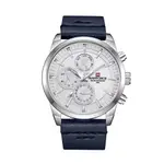 Naviforce NF9148 Custom Luxury Leather Strap Quartz Casual Men's Watch – Dial Color: White, Strap Color: Blue – Thumbnail 1