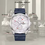 Naviforce NF9148 Custom Luxury Leather Strap Quartz Casual Men's Watch – Dial Color: White, Strap Color: Blue – Thumbnail 8