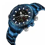 NAVIFORCE NF9093 Luxurious Stainless Steel Dual Time Men's Watch – Dial Color: Blue, Strap Color: Blue – Thumbnail 2