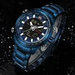 NAVIFORCE NF9093 Luxurious Stainless Steel Dual Time Men's Watch – Dial Color: Blue, Strap Color: Blue – Thumbnail 3