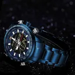 NAVIFORCE NF9093 Luxurious Stainless Steel Dual Time Men's Watch – Dial Color: Blue, Strap Color: Blue – Thumbnail 6