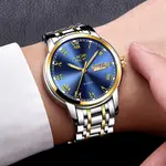 LIGE 9846 Premium Stainless Steel Analog Luxury Men's Watch – Dial Color: Blue, Strap Color: Black – Thumbnail 3