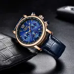 LIGE 8927 Analog Premium Leather Strap Men's Luxury Watch – Dial Color: Blue, Strap Color: Blue – Thumbnail 2