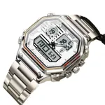 Poedagar 993 Sports Waterproof Dual Display Men’s Watch – Dial Color: Silver, Strap Color: Silver – Thumbnail 2
