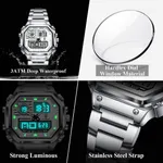 Poedagar 993 Sports Waterproof Dual Display Men’s Watch – Dial Color: Silver, Strap Color: Silver – Thumbnail 3