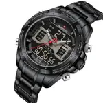 Naviforce NF9201 High Quality Stainless Steel Dual Movement Sport Fashion Men's Watch – Dial Color: Black, Strap Color: Black – Thumbnail 2