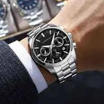 CRRJU 2296 Stainless Steel Quartz Analog Business Classic Men's Watch – Dial Color: Black, Strap Color: Silver – Thumbnail 2