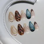 24Pcs Long Fasshion Leopard Irregularity Crystal Artificial Nails – Thumbnail 3