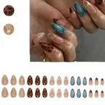 24Pcs Long Fasshion Leopard Irregularity Crystal Artificial Nails – Thumbnail 1