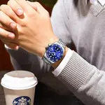 Nibosi 2597 High Quality Stainless Steel Belt Calendar Men's Watch – Dial Color: Blue, Strap Color: Silver – Thumbnail 3