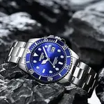 Nibosi 2597 High Quality Stainless Steel Belt Calendar Men's Watch – Dial Color: Blue, Strap Color: Silver – Thumbnail 2