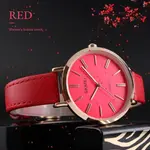 SKMEI 1397 Minimalist Minor Girl Collection Leather Strap Watch – Dial Color: Red, Strap Color: Red – Thumbnail 3