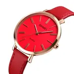 SKMEI 1397 Minimalist Minor Girl Collection Leather Strap Watch – Dial Color: Red, Strap Color: Red – Thumbnail 2
