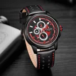 NAVIFORCE NF9142 PU Leather Chronograph Men's Watch – Dial Color: Black, Strap Color: Black – Thumbnail 3