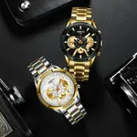 Nibosi 2379 Luxury Stainless Steel Chronograph Men's watch – Dial Color: Gold, Strap Color: Gold  – Thumbnail 4
