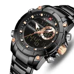 Naviforce NF9163 Stainless Steel Dual Movement Military Sport Men's Watch – Dial Color: Black, Strap Color: Black – Thumbnail 2