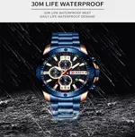 Curren 8336 High Quality Stainless Steel Luminous Men's Watch – Dial Color: Blue, Strap Color: Blue – Thumbnail 3