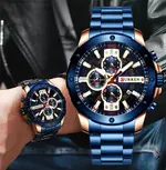 Curren 8336 High Quality Stainless Steel Luminous Men's Watch – Dial Color: Blue, Strap Color: Blue – Thumbnail 2