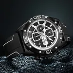 NAVIFORCE NF8018 Leather Casual Multi-function Chronograph Men's Watch – Dial Color: White, Strap Color: Black – Thumbnail 3