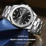 CRRJU 5004 High Quality Stainless Steel Quartz Analog Luxury Fashion Men's Watch – Dial Color: Black, Strap Color: Silver – Thumbnail 2