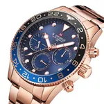 NAVIFORCE 9147 Fashion Full Steel Waterproof Casual Quartz Men's Watch – Dial Color: Blue, Strap Color: Rose – Thumbnail 2