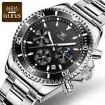 OLEVS 2870 Luxury Whiteshine Luminous Chronograph Analog Wristwatch for Men – Dial Color: Black, Strap Color: White – Thumbnail 3