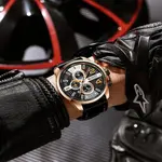 Curren 8393 High Quality Genuine Leather Straps Chronograph Men's Watch – Dial Color: Brown, Strap Color: Black – Thumbnail 5