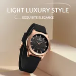 NAVIFORCE 5051 Fashion Women’s Watch 30m Waterproof Silicone Strap Casual Commuter Quartz Ladies Watch – Dial Color: Black, Strap Color: Black – Thumbnail 4