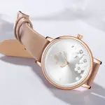 NAVIFORCE NF5012 PU Leather Analog Watch For Women – Dial Color: White, Strap Color:  Brown  – Thumbnail 3