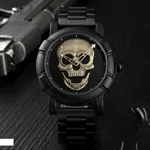 Skmei 9178 Skull Quartz Audlt Watch for Men – Dial Color: Gold, Strap Color: Black – Thumbnail 3