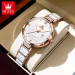 Olevs 5589 Fashion Quartz Round-dial Ceramic Analog Watch for Women – Dial Color: Brown, Strap Color:  Brown  – Thumbnail 2
