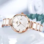 Olevs 5589 Fashion Quartz Round-dial Ceramic Analog Watch for Women – Dial Color: Brown, Strap Color:  Brown  – Thumbnail 3
