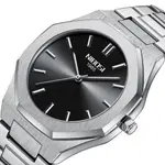 Nibosi 2520 Polygon Waterproof & Stainless Steel Strap Men's Watch – Dial Color: Black, Strap Color: Black – Thumbnail 2