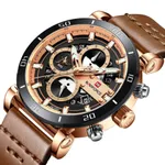 Naviforce NF9131 Analog Sports Leather Quartz Men's Watch – Dial Color: Rose, Strap Color:  Brown  – Thumbnail 2